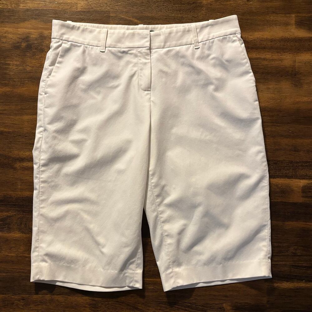 Lafayette 148 Women’s 2 Bermuda Shorts 12" Inseam Cotton Twill Stretch White